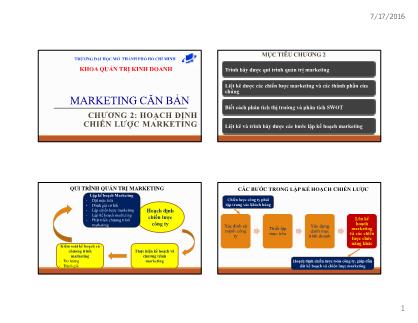 Bài giảng Marketing căn bản - Chương 2: Hoạch định chiến lược marketing - Th.s Huỳnh Hạnh Phúc