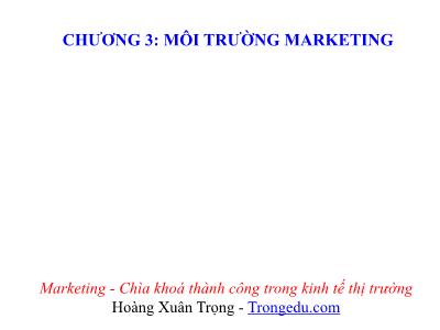 Bài giảng Marketing căn bản - Chương 3: Môi trường marketing - ThS. Hoàng Xuân Trọng