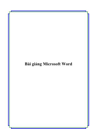 Bài giảng Microsoft Word - Nguyễn Sơn Hải