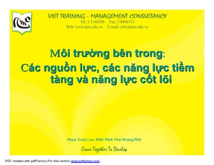 Bài giảng Môi trường bên trong: Các nguồn lực, các năng lực tiềm tàng và năng lực cốt lõi