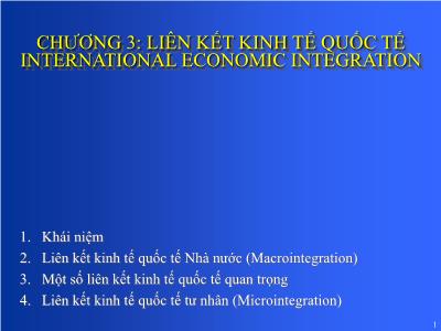 Bài giảng môn Quản trị kinh doanh quốc tế - Chương 3: Liên kết kinh tế quốc tế