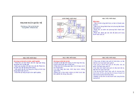 Bài giảng môn Thanh toán quốc tế - Chương 1: Khái quát về thanh toán quốc tế