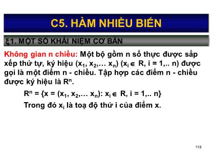 Bài giảng môn Toán cao cấp - Chương 5: Hàm nhiều biến