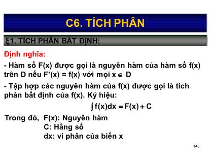 Bài giảng môn Toán cao cấp - Chương 6: Tích phân