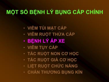 Bài giảng Một số bệnh lý bụng cấp chính