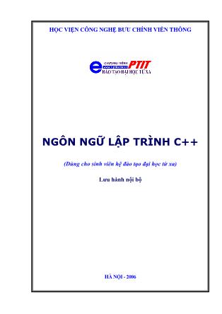 Bài giảng Ngôn ngữ lập trình C++ - PGS.TS. Trần Đình Quế