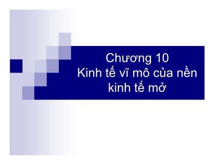 Bài giảng Nguyên lý kinh tế vĩ mô - Chương 10: Kinh tế vĩ mô của nền kinh tế mở