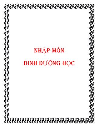 Bài giảng Nhập môn dinh dưỡng học