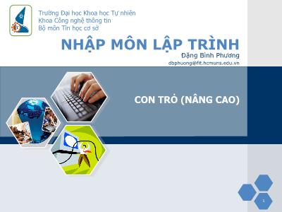 Bài giảng Nhập môn lập trình: Con trỏ (Nâng cao) - Đặng Bình Phương