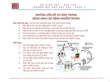 Bài giảng Những vấn đề cơ bản trong bệnh sinh các bệnh nhiễm trùng - ThS. Nguyễn Phúc Học