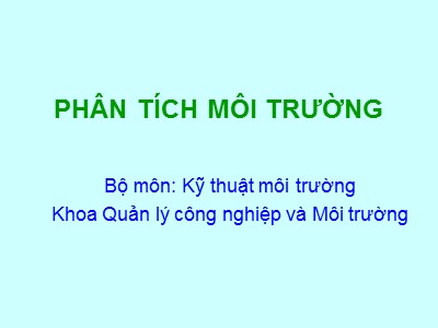 Bài giảng Phân tích môi trường