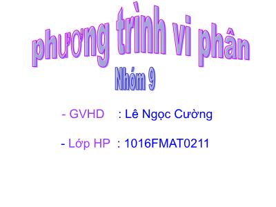 Bài giảng Phương trình vi phân