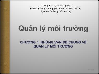 Bài giảng Quản lý môi trường