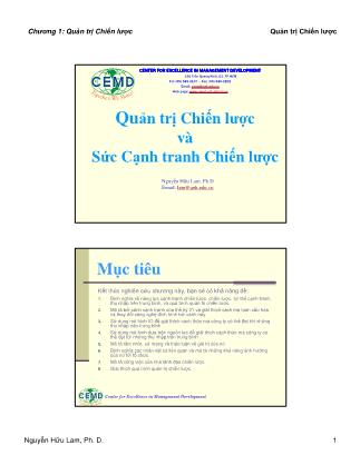 Bài giảng Quản trị chiến lược - Chương 1: Quản trị chiến lược và sức cạnh tranh chiến lược - Nguyễn Hữu Lam