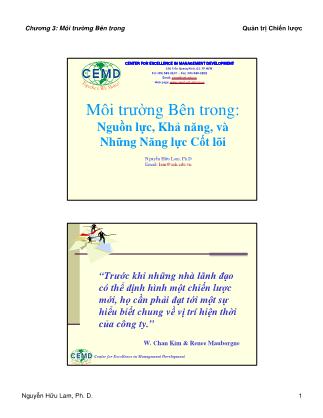 Bài giảng Quản trị chiến lược - Chương 3: Môi trường bên trong - Nguyễn Hữu Lam