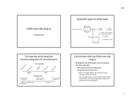 Bài giảng Quản trị chiến lược - Tuần 4: Chiến lược cấp công ty - Lê Mạnh Đức