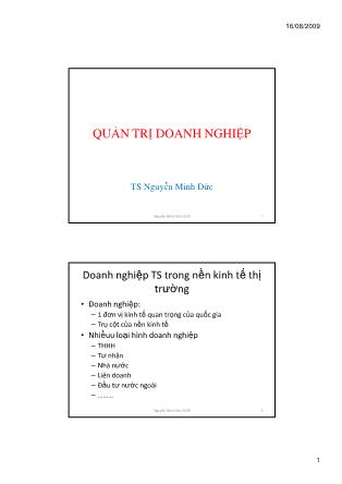 Bài giảng Quản trị doanh nghiệp - TS Nguyễn Minh Đức