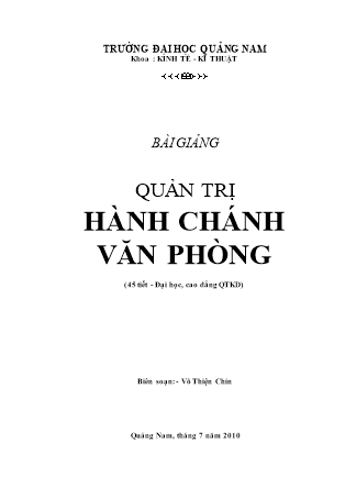 Bài giảng Quản trị hành chánh văn phòng