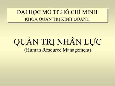 Bài giảng Quản trị nhân lực (Human Resource Management)