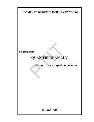 Bài giảng Quản trị nhân lực - PGS.TS. Nguyễn Thị Minh An (Phần 1)