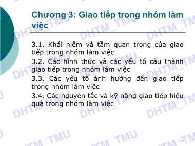 Bài giảng Quản trị nhóm làm việc - Chương 3: Giao tiếp trong nhóm làm việc