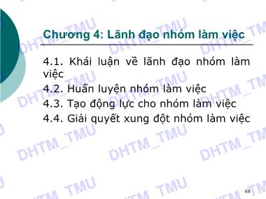 Bài giảng Quản trị nhóm làm việc - Chương 4: Lãnh đạo nhóm làm việc