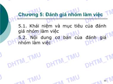 Bài giảng Quản trị nhóm làm việc - Chương 5: Đánh giá nhóm làm việc