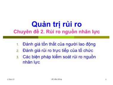 Bài giảng Quản trị rủi ro - Chuyên đề 2: Rủi ro nguồn nhân lực