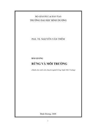 Bài giảng Rừng và môi trường - PGS. TS. Nguyễn Văn Thêm