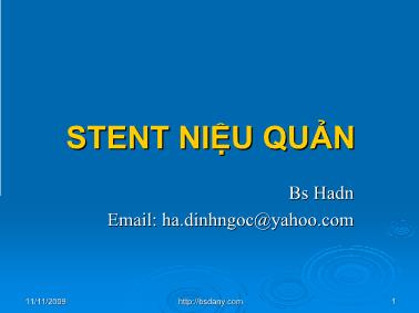 Bài giảng Stent niệu quản