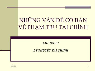 Bài giảng Tài chính tiền tệ: Những vấn đề cơ bản về phạm trù tài chính