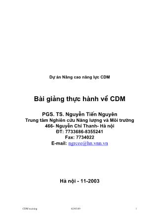 Bài giảng thực hành về CDM - PGS. TS. Nguyễn Tiến Nguyên