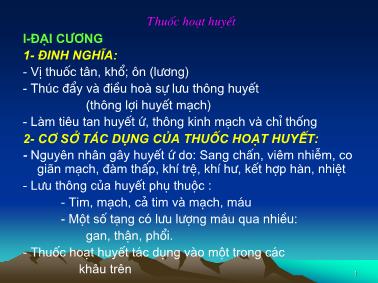 Bài giảng Thuốc hoạt huyết