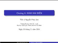 Bài giảng Toán cao cấp - Chương 6: Hàm hai biến - TS. Nguyễn Phúc Sơn