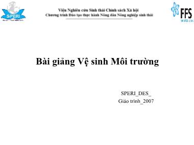 Bài giảng Vệ sinh Môi trường