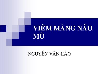 Bài giảng Viêm màng não mũ - Nguyễn Văn Hảo