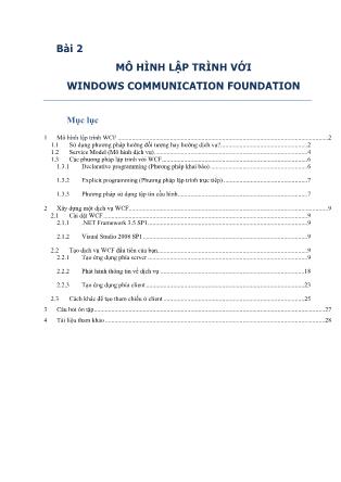 Bài giảng  WCF (Windows Communication Foundation) - Bài 2: Mô hình lập trình với WCF