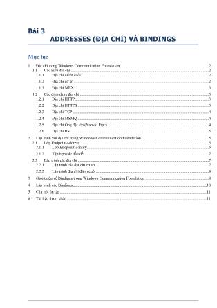 Bài giảng WCF (Windows Communication Foundation) - Bài 3: Address (Địa chỉ) và Bindings