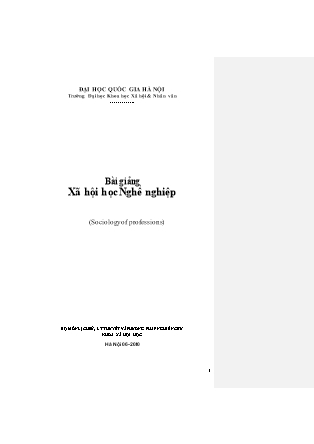 Bài giảng Xã hội học Nghề nghiệp - TS. Trương An Quốc