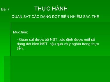 Bài thực hành quan sát các dạng đột biến nhiễm sắc thể