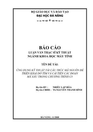 Báo cáo Luận văn Thạc sĩ kỹ thuật ngành khoa học máy tính