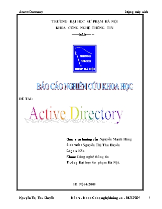 Báo cáo nghiên cứu khoa học Active Directory - Nguyễn Thị Thu Huyền