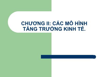 Các mô hình tăng trưởng kinh tế