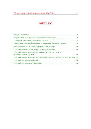 Các ứng dụng Unicode trong web site tiếng Việt