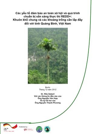 Các yếu tố đảm bảo an toàn xã hội và quá trình chuẩn bị sẵn sàng thực thi REDD+: Khuôn khổ chung và các khoảng trống cần lấp đầy đối với tỉnh Quảng Bình, Việt Nam