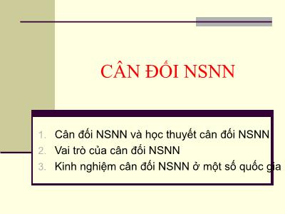 Cân đối ngân sách nhà nước