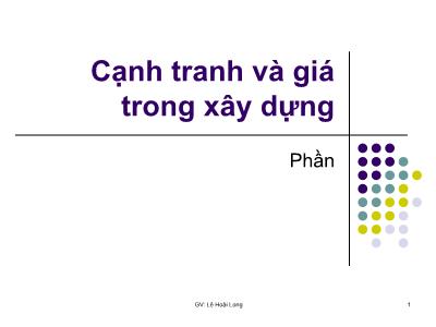 Cạnh tranh và giá trong xây dựng