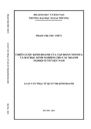 Chiến lược kinh doanh của tập đoàn Toyota và bài học kinh nghiệm cho các doanh nghiệp ô tô Việt Nam