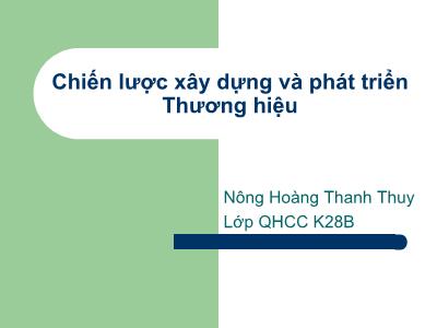 Chiến lược xây dựng và phát triển thương hiệu