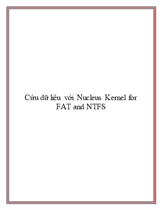 Cứu dữ liệu với Nucleus Kernel for FAT and NTFS